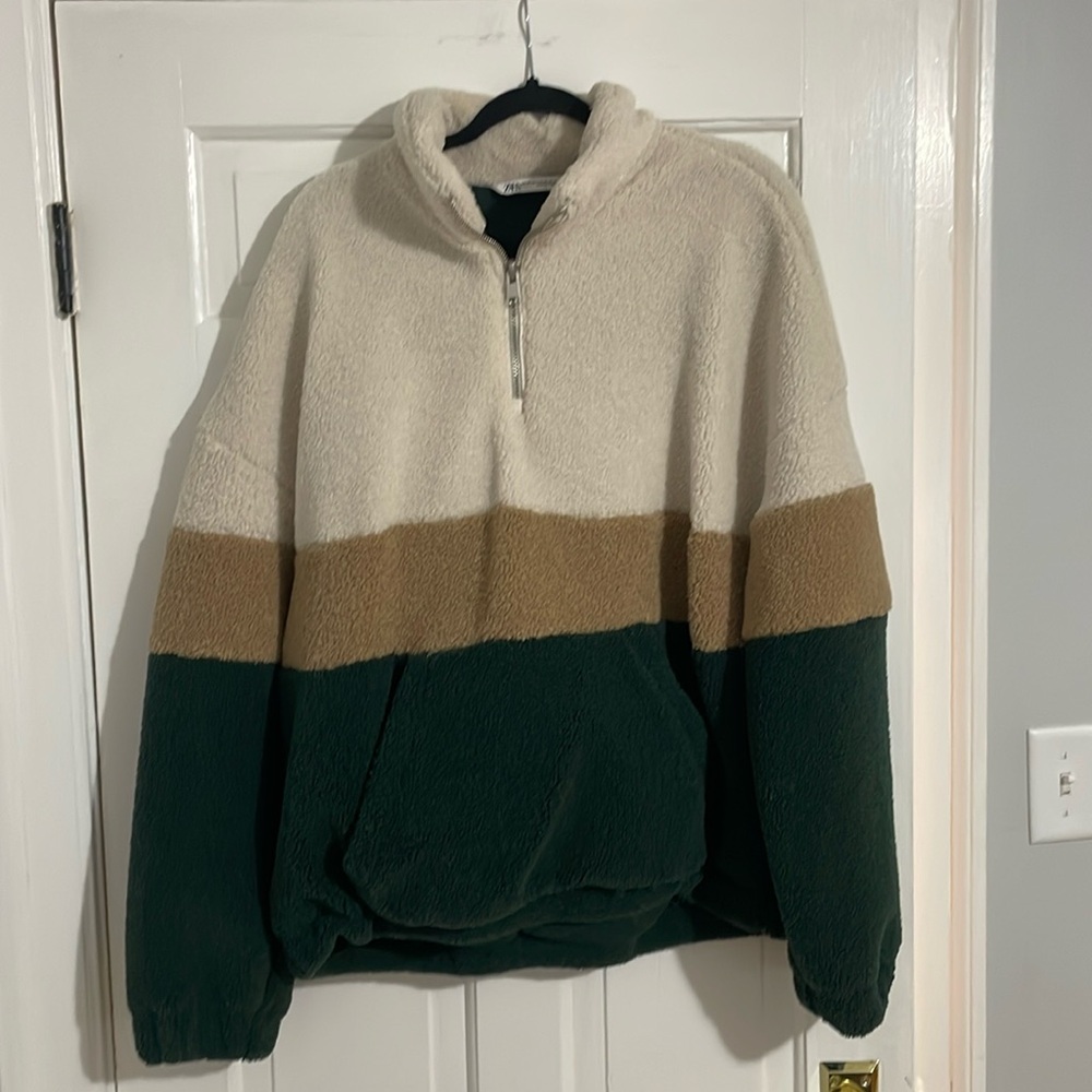 Zara Multicolor Sherpa Quarter Zip